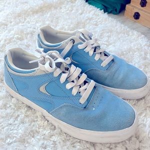 Blue suede sneakers